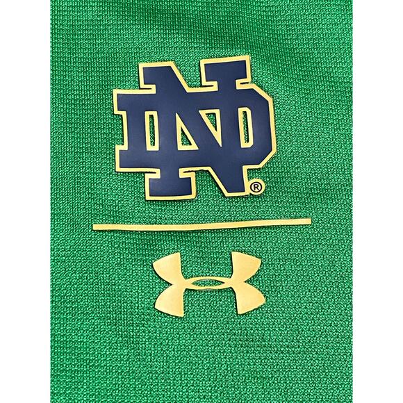 Under Armour Notre Dame Quarter-Zip Pullover Size Small Green ND Logo Fleece - Picture 7 of 8